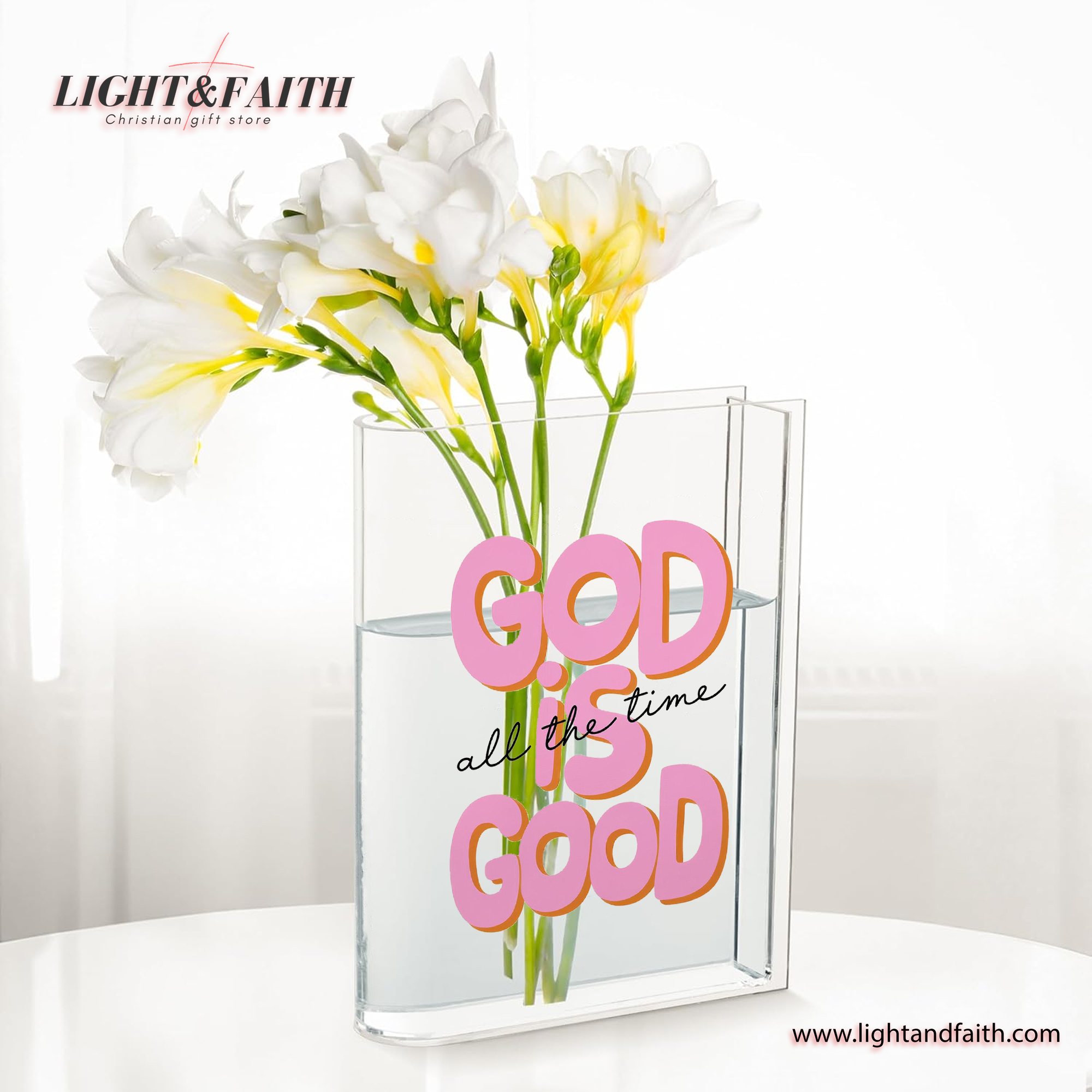 God Is Good All The Time Book Vase, Christian Book Vase, Faith Book Vase, Bible Verse Book Shaped Flower Vase